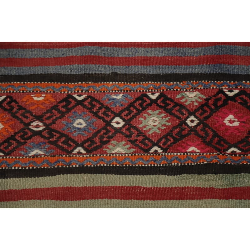 Hand Woven Oriental 100% Wool Carpet Southwestern Tribal Multi-Colored Kilim Area Rug - 8' 2'' X 5' 3''