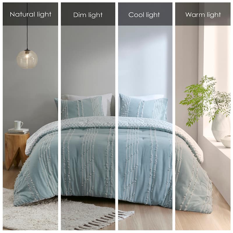 INK+IVY Kara 3 Piece Cotton Jacquard Comforter Set