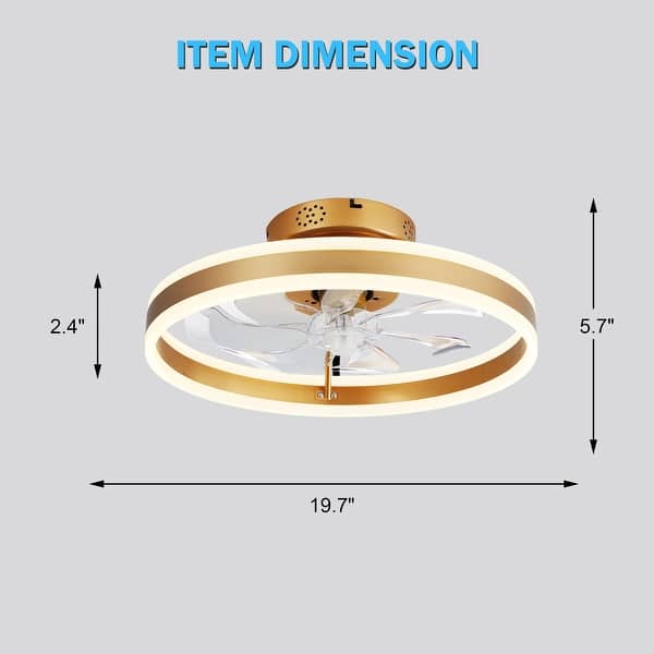 dimension image slide 0 of 4, 20"/24"/72" Oaks Aura Cotti Low Profile Dimmable Smart Ceiling Fan with Lights 6-Speed Flush Mount Modern Remote