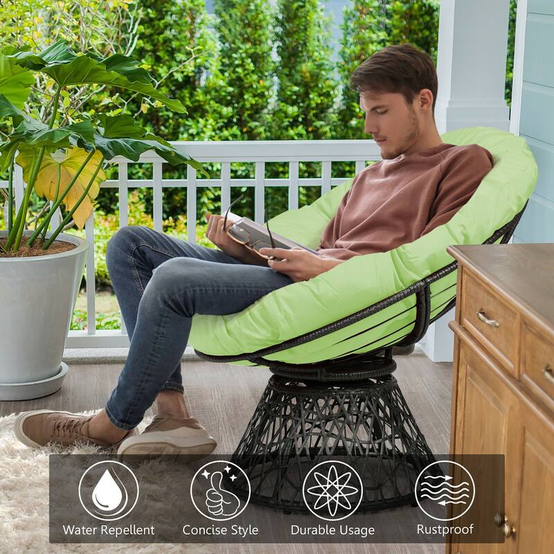 Costway Rattan Papasan Chair Ergonomic Chair 360-degree Swivel Soft