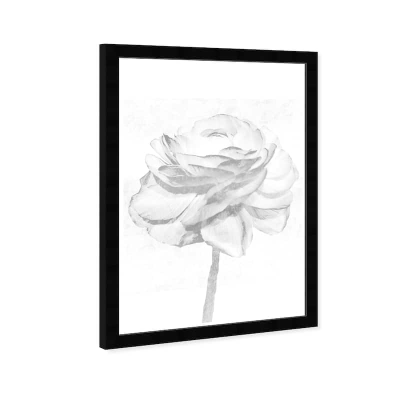 Wynwood Studio 'White Silver Peony' Floral and Botanical Wall Art Framed Print Florals - Gray, White