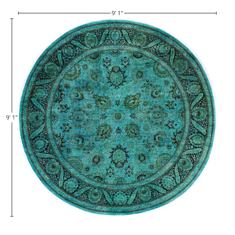 Overdyed One-of-a-Kind Hand-Knotted Area Rug - Green - 9' 1" x 9' 1"