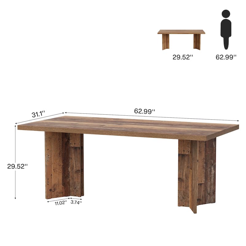 63-Inch Executive Office Desk, Modern Wood Large Computer Desk