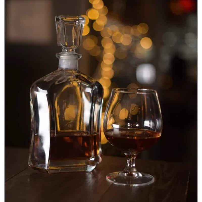 Bormioli Rocco Capitol Glass Decanter Airtight Geometric Stopper - 23.75 oz