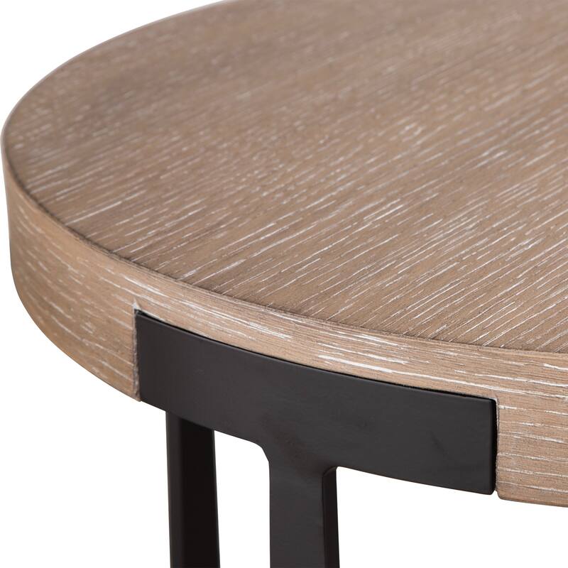 Round Top Double Platform Side Table - 24" - Bronze Finish