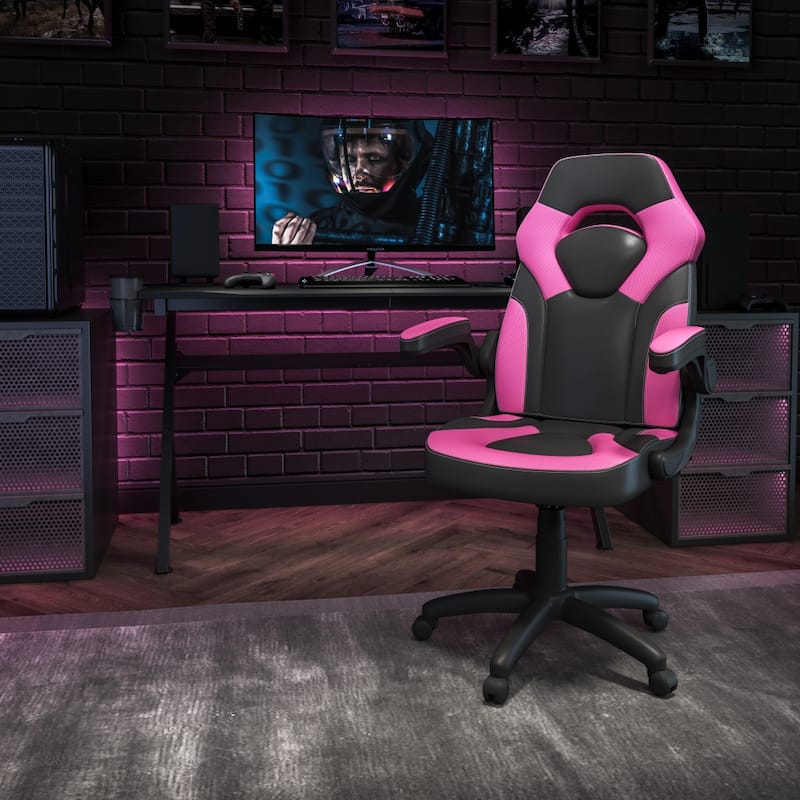 High Back Racing Style Ergonomic Gaming Chair with Flip-Up Arms - Pink