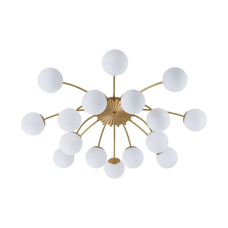 Mid-Century 12-Light Milky Glass Globe Sputnik Ceiling Light - 39in
