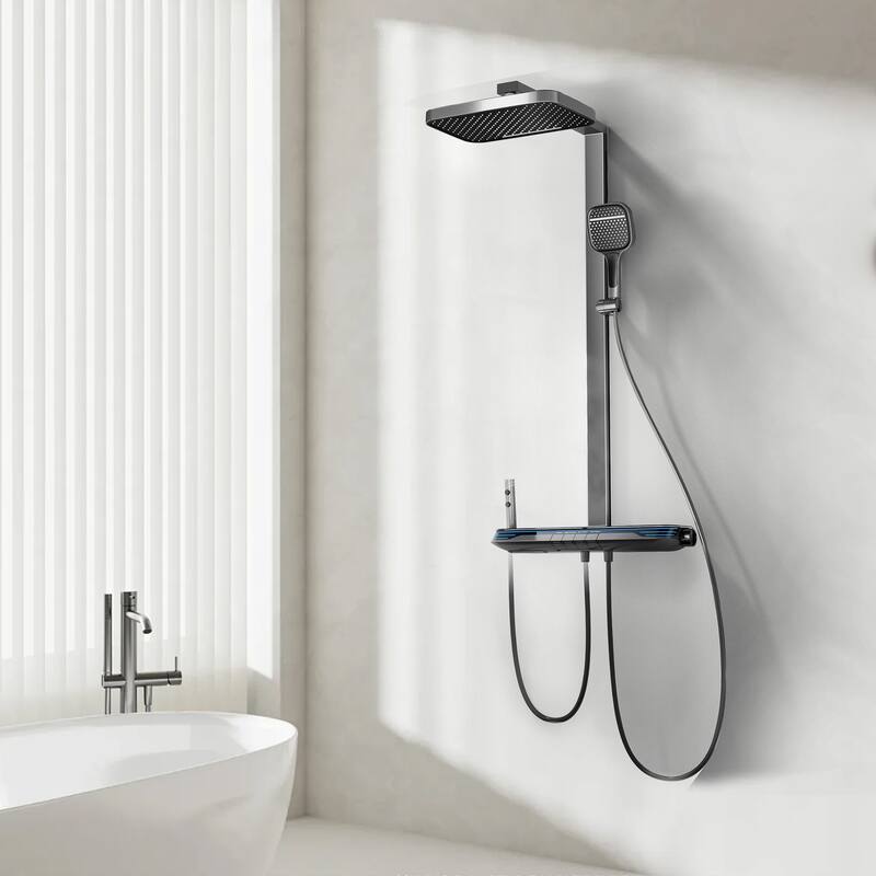 12.99" Brass LED Digital Display Shower System, Thermostatic Shower Faucet Set with Rough in-Valve