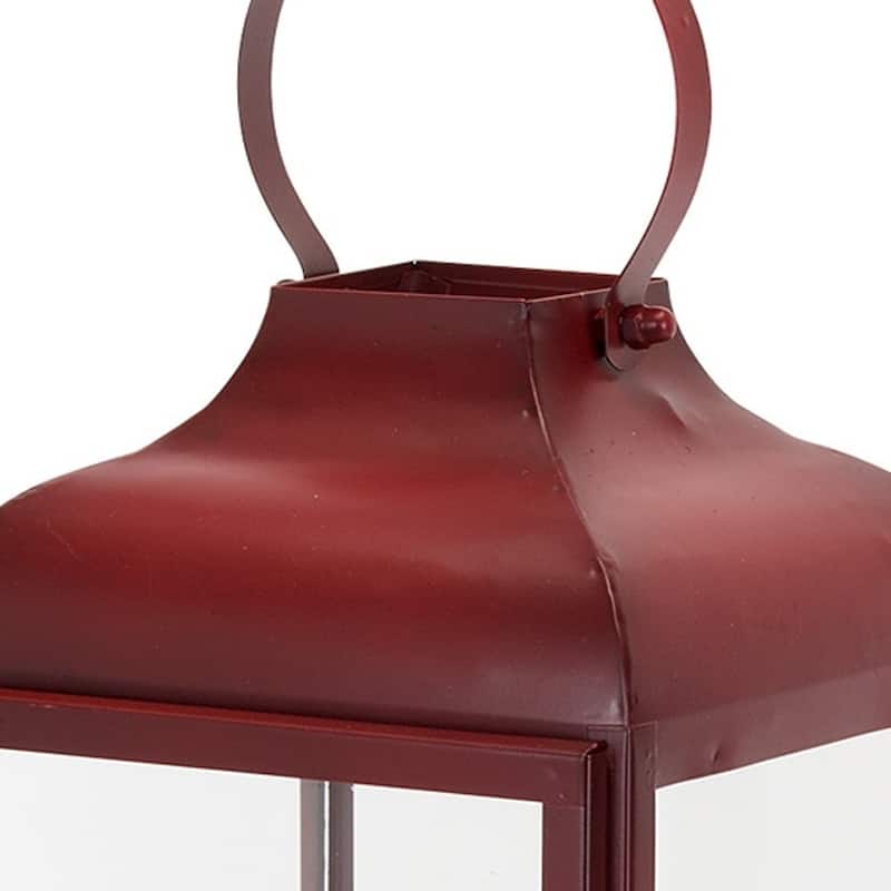 HomeRoots Set Of Two Red Flameless Floor Lantern Candle Holder - 12
