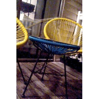 Sarcelles Modern Woven Wicker Patio Side Table with Glass Top by Corvus