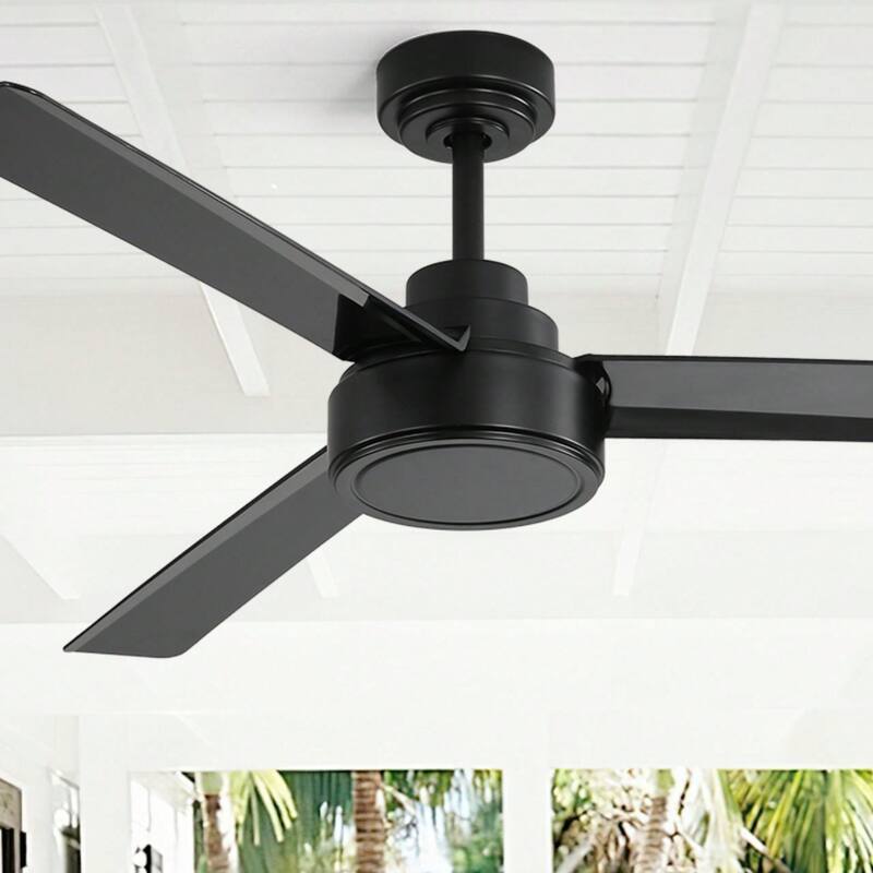 Cusp Barn 52-inch Modern Farmhouse Ceiling Fan Without Light, 6-Speed Reversible 3 ABS Blades Ceiling Fan With Remote - Black