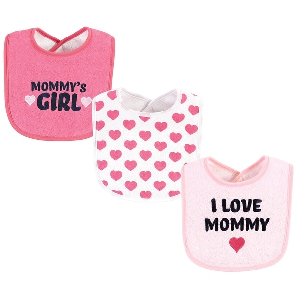 slide 1 of 1, Hudson Baby Infant Girl Fiber Filled Drooler Bibs 3pk, I Love Mommy Lt. Pink, One Size - I Love Mommy Lt. Pink - One Size One Size - I Love Mommy Lt. Pink