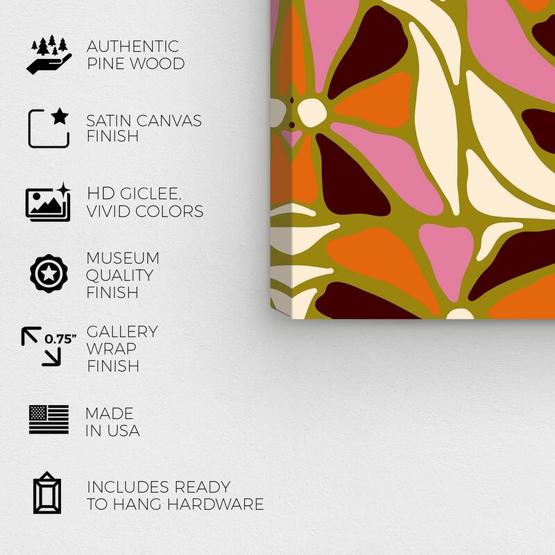 Wynwood Studio Canvas Abstract Pop Culture Floral Pattern Orange and Pumpkin Modern & Contemporary Wall Art Canvas Print