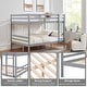 preview thumbnail 26 of 41, Full over Full Wooden Bunk Bed,High Guardrail,Ladder,Kids Teens,Dorm