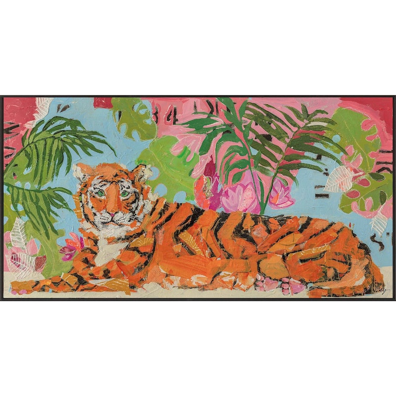 Tiger at Rest Framed Art Giclee No Glass - 19 X 37 X 2
