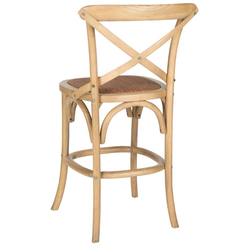 SAFAVIEH Gerarde 24-inch x-Back Antique White Counter Stool - 20" W x 22" D x 39" H - 20Wx22Dx39H