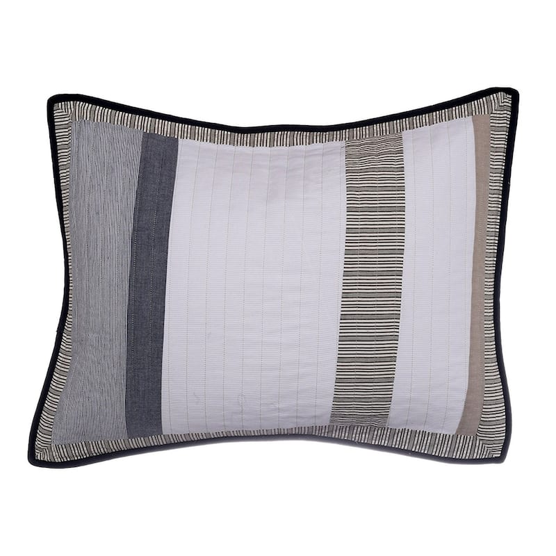 Nautica Tideway Neutral Stripe Cotton Reversible Quilt