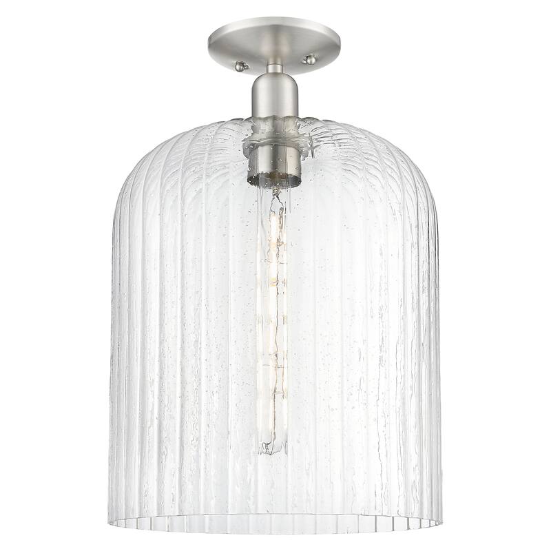 Innovations Lighting Downtown Urban - Bridal Veil - 1 Light 12" Semi-Flush Mount Light - Seedy Shade/Brushed Satin Nickel