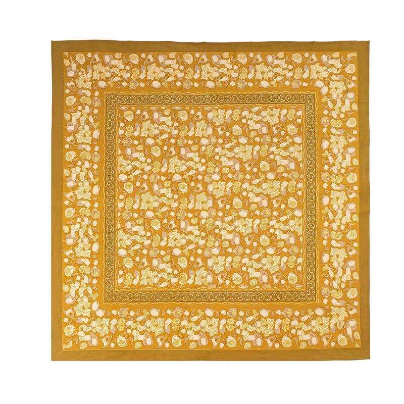 Couleur Nature Forest Harvest Tablecloth - Grey/Mustard - 59" x 59"
