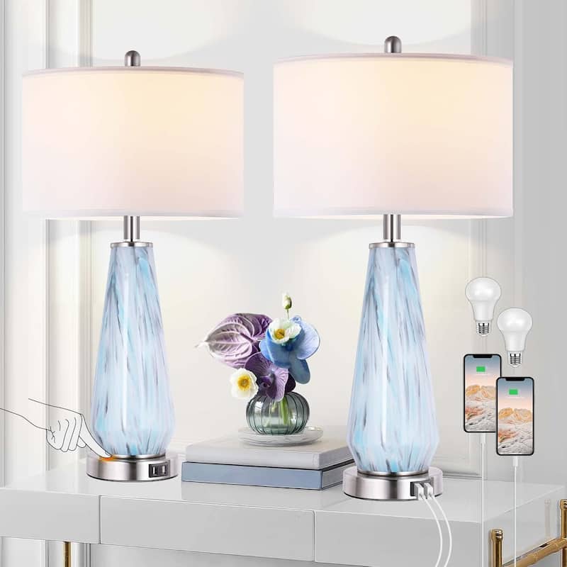 Modern Table Lamp Set of 2 Touch Control - Blue