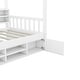 preview thumbnail 9 of 7, Twin Size Wooden House Bed with Shelves and a Mini-cabinet, White