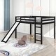 preview thumbnail 15 of 36, Full Size Multifunctional Wooden Loft Bed with Slide & Ladder for Kids