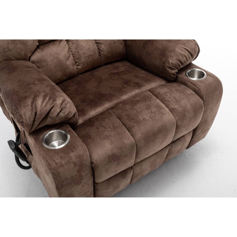 Power Lift Recliner Chair with Heat & Massage, Dual OKIN Motors Lift Sofa, Lounge Chair with 2 Pockets & 2 Cup Holders