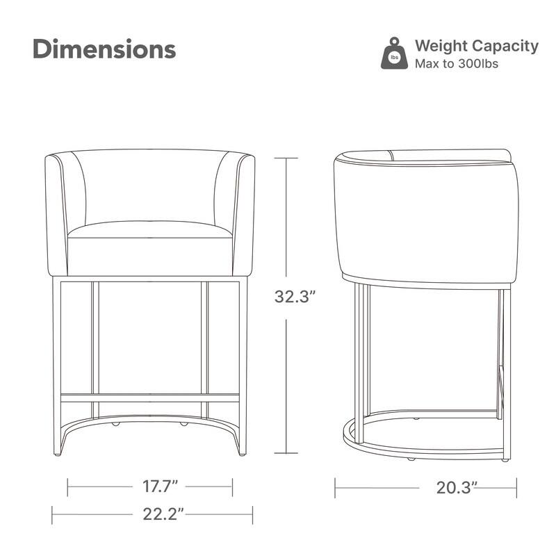 Spruce & Spring Modern Upholstered Barrel Counter Bar Stool with Arm