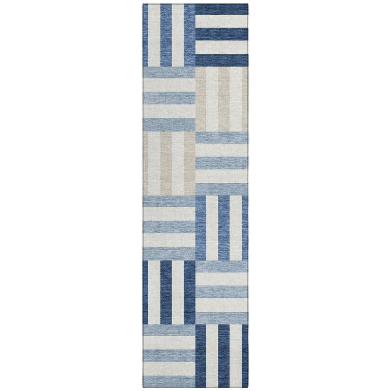 Machine Washable Indoor/ Outdoor Modern Hatch Chantille Rug