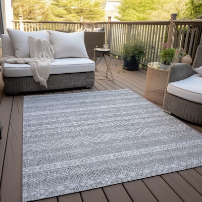 Machine Washable Indoor/ Outdoor Chantille Boho Stripes Rug