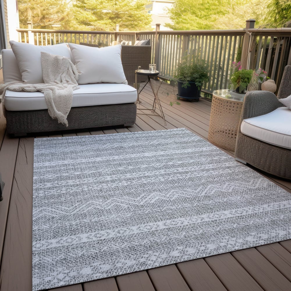 Machine Washable Indoor/ Outdoor Chantille Boho Stripes Rug
