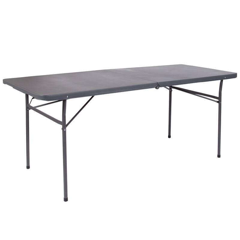 30"W x 72"L Bi-Fold Plastic Banquet and Event Folding Table with Carrying Handle - 72"D x 30"W x 29"H