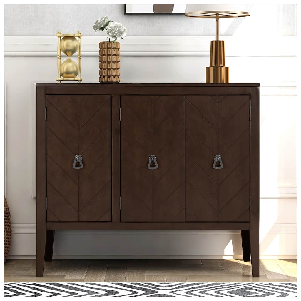 Adjustable Shelf Storage Sideboard with 3 Retro Metal Handles