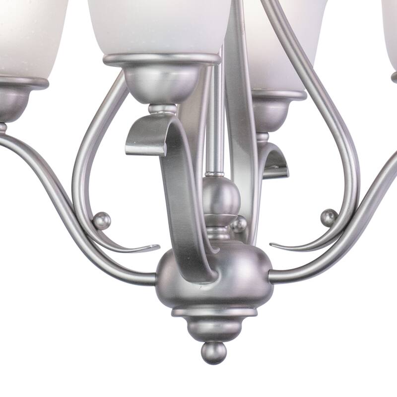 Monrovia 4 Light Brushed Nickel Mini Chandelier White Glass - 18.5-in W x 18-in H x 18.5-in D