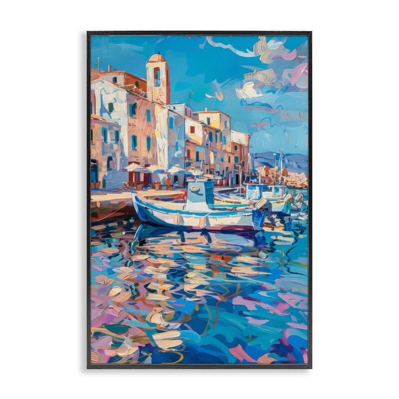Stupell Coastal City Harbor Framed Giclee Art Design By LSR Design Studio - 20 x 30 - Black