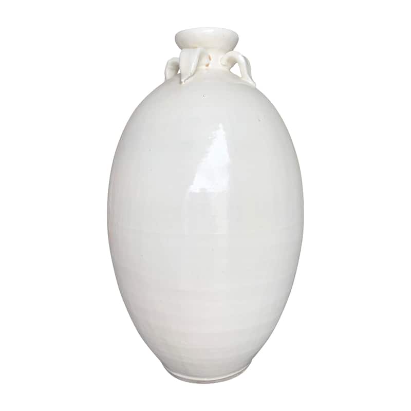 Artissance 17" Creamy White Ceramic Four Finger Handle Jar - White