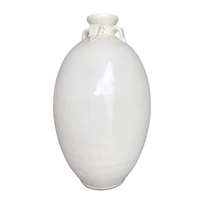 Artissance 17" Creamy White Ceramic Four Finger Handle Jar
