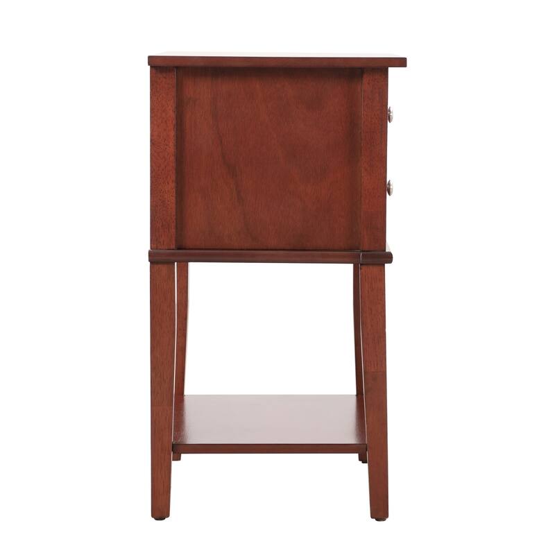 Cherry Nightstand 28x22x16 Contemporary Bedside Table with Open Shelf Storage, Compact Durable Design for Bedroom