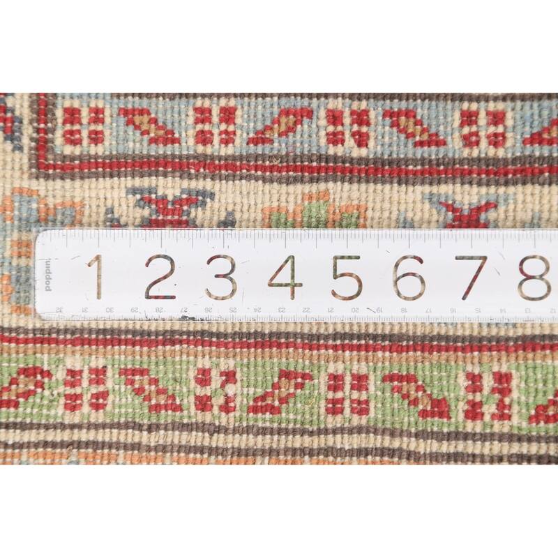 Kazak Accent Rug Hand-Knotted Geometric Wool Carpet - 2'8" x 4'0"