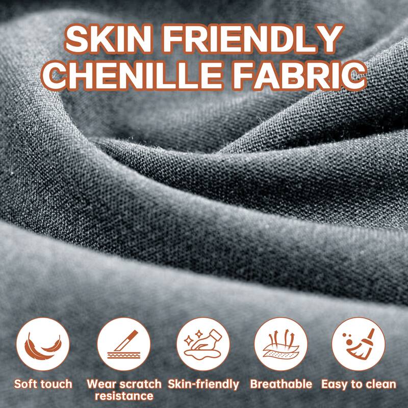 L-Shaped Chenille Sectional Sofa with Chaise Lounge, Living Room Modular Leisure Couch Chenille Sleeper Sofa