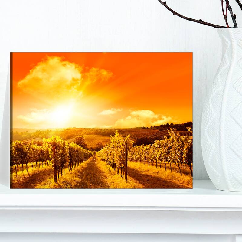 Designart "Scenic Sunset Road in Italy" Landscape Wall Art Print Canvas - 12 in. wide x 8 in. high - 1 Panel