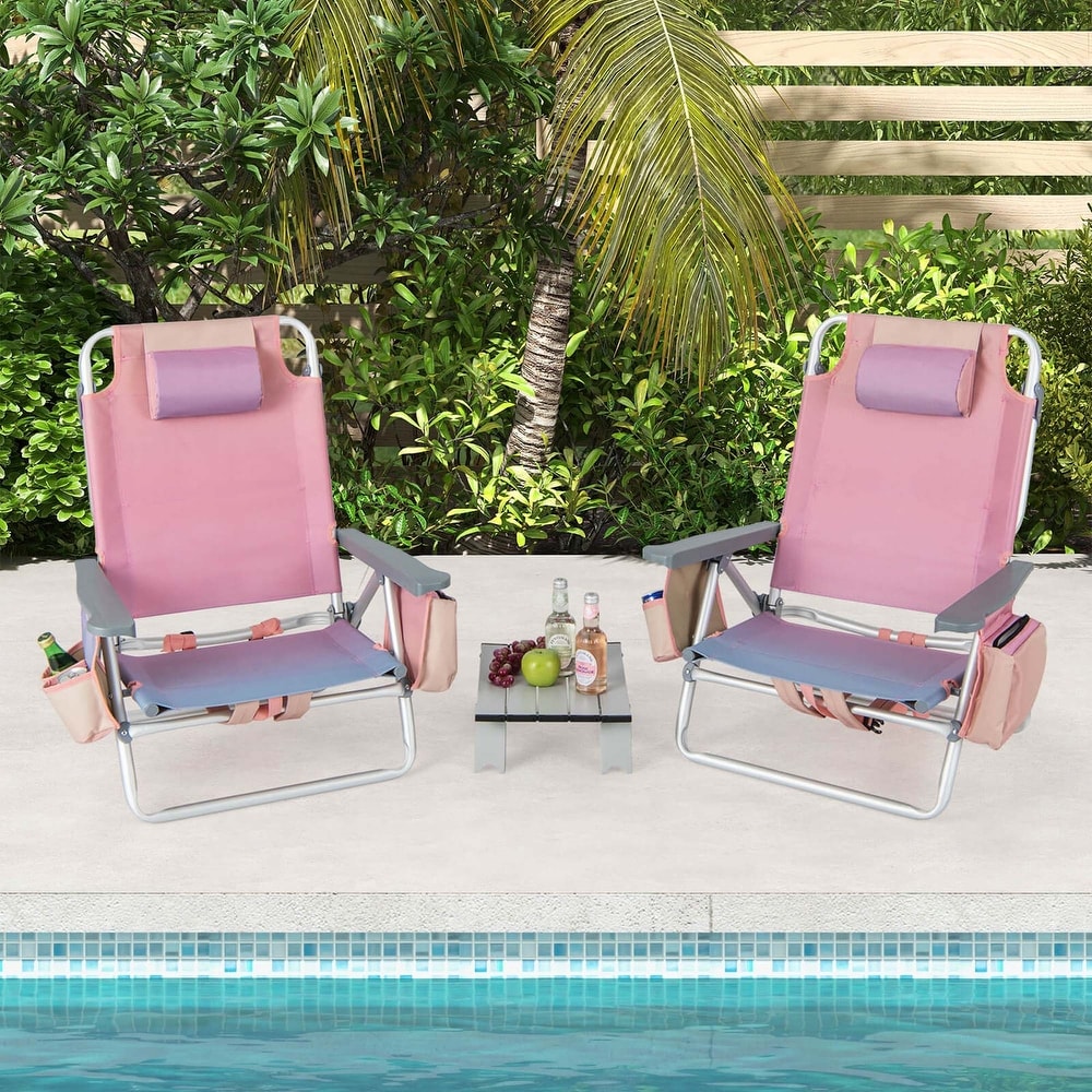 Pink backpack top beach chair