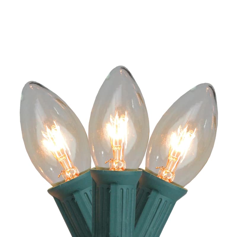 25-Count Clear Transparent C9 Twinkle Christmas Lights - 24 ft Green Wire - 24'