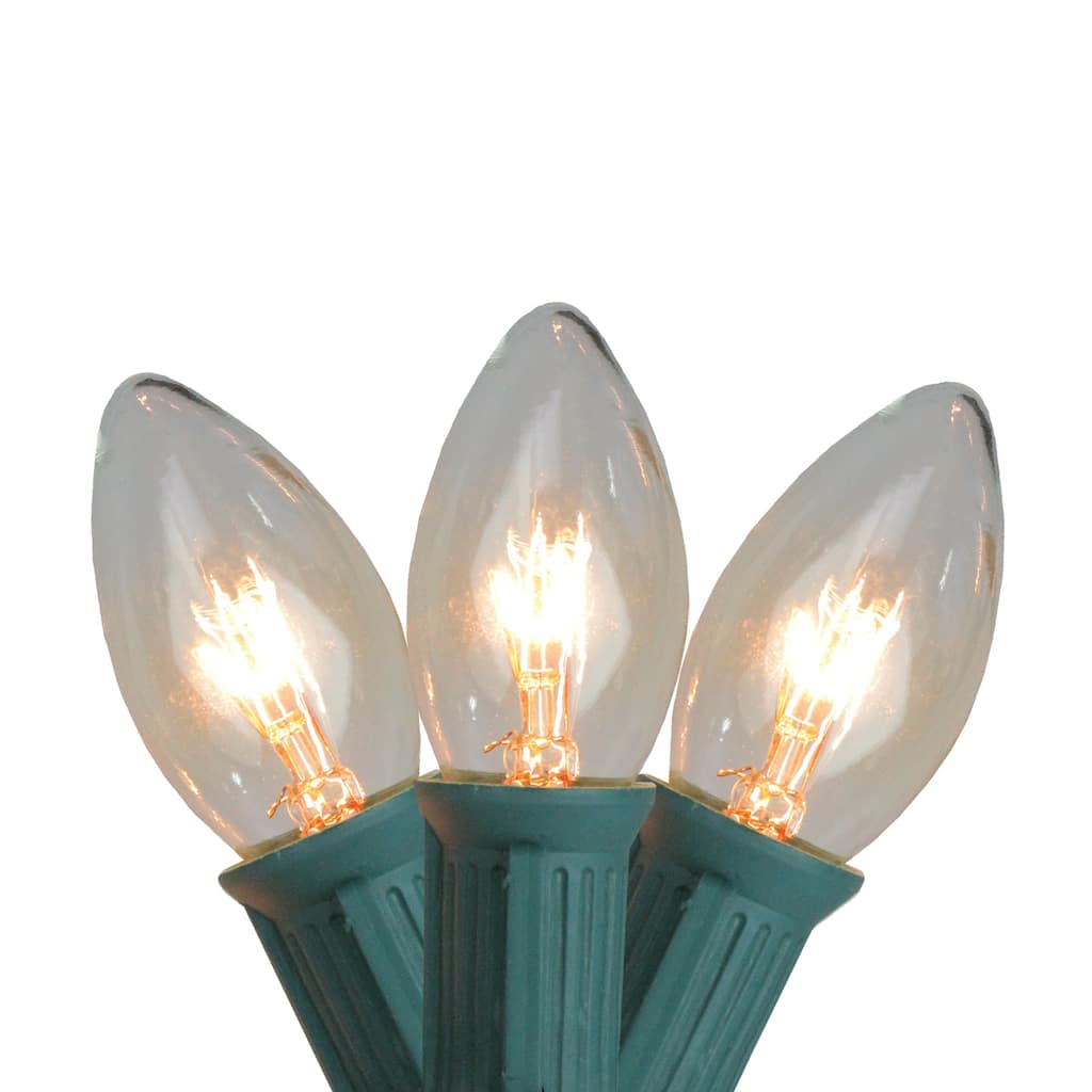 25-Count Clear Transparent C9 Twinkle Christmas Lights - 24 ft Green Wire - 24'