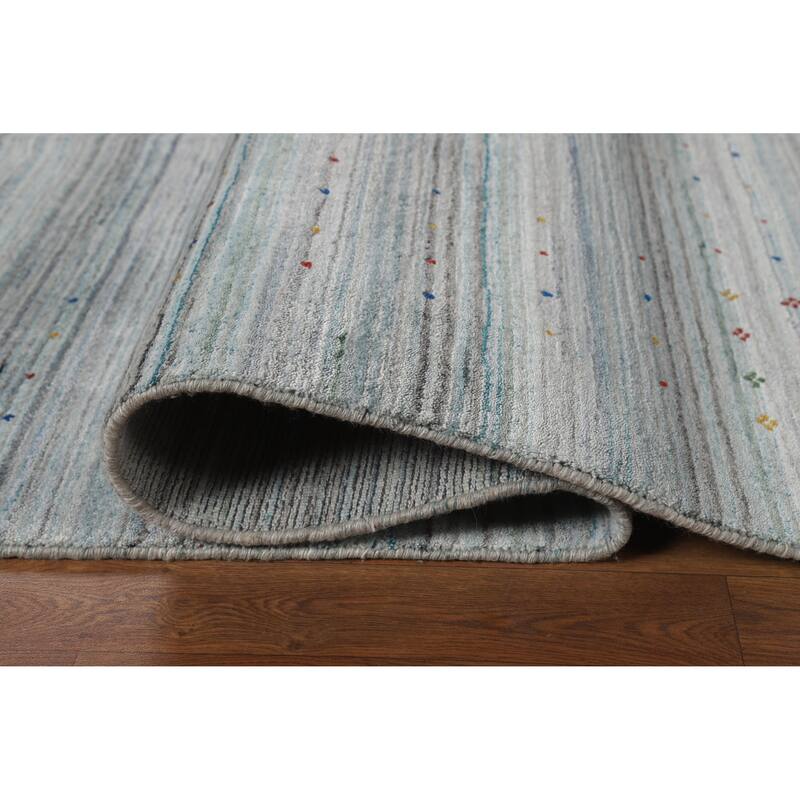 Striped Tribal Gabbeh Oriental Square Rug Handmade Wool Carpet - 9'9" x 9'8"