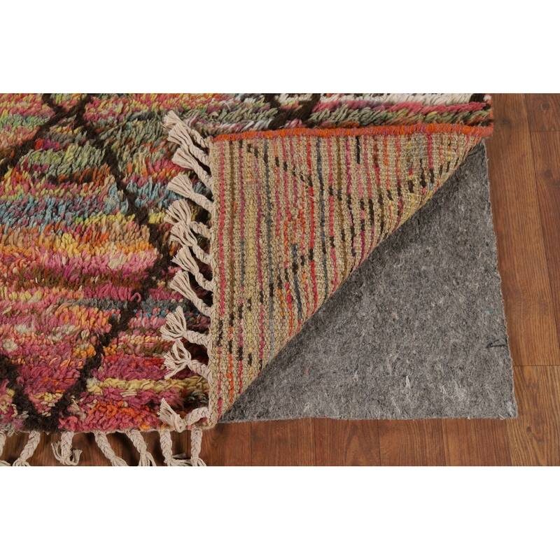 Hand Knotted Oriental 100% Wool Carpet Modern All-Over Multi-Colored Moroccan Area Rug - 6' 8'' X 4' 0''