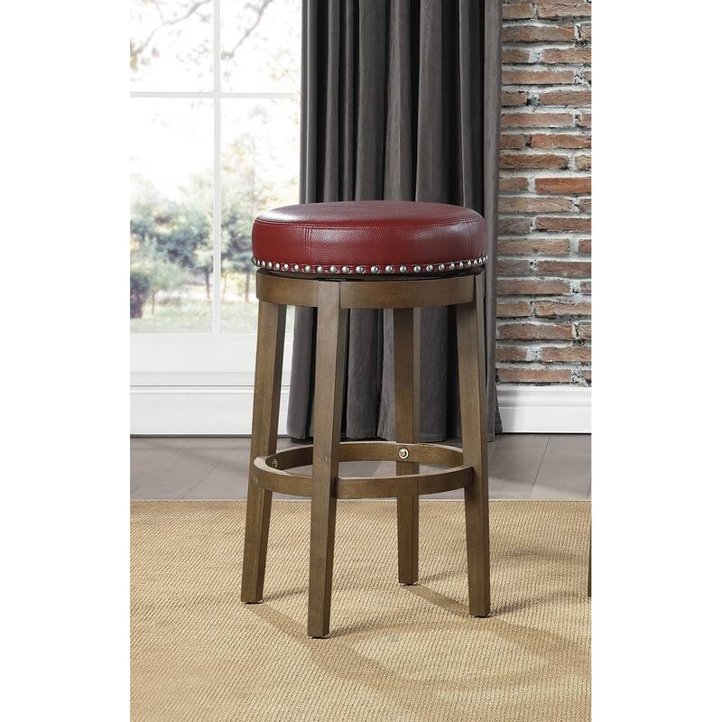 Round Swivel Bar Stool Set Of 2 - Red