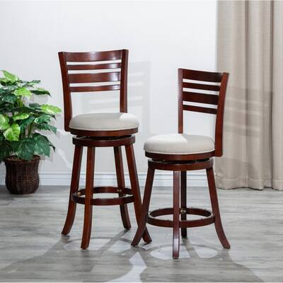 Counter Height Swivel Stool Rolling Stool Adjustment for Kitchen Island, Cherry