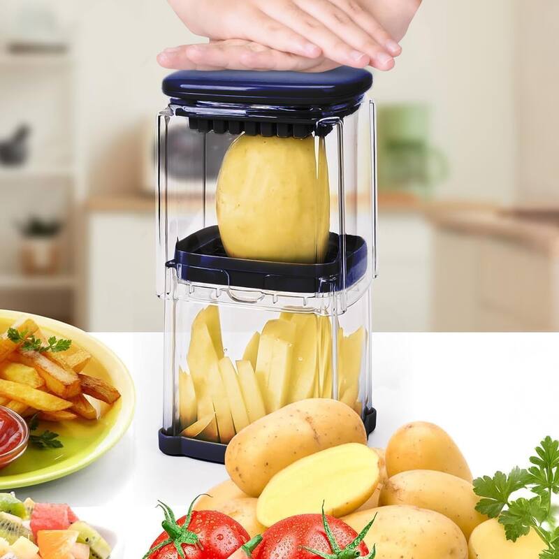 Cheer Collection Vegetable Chop Box with 3 Blades Navy Blue