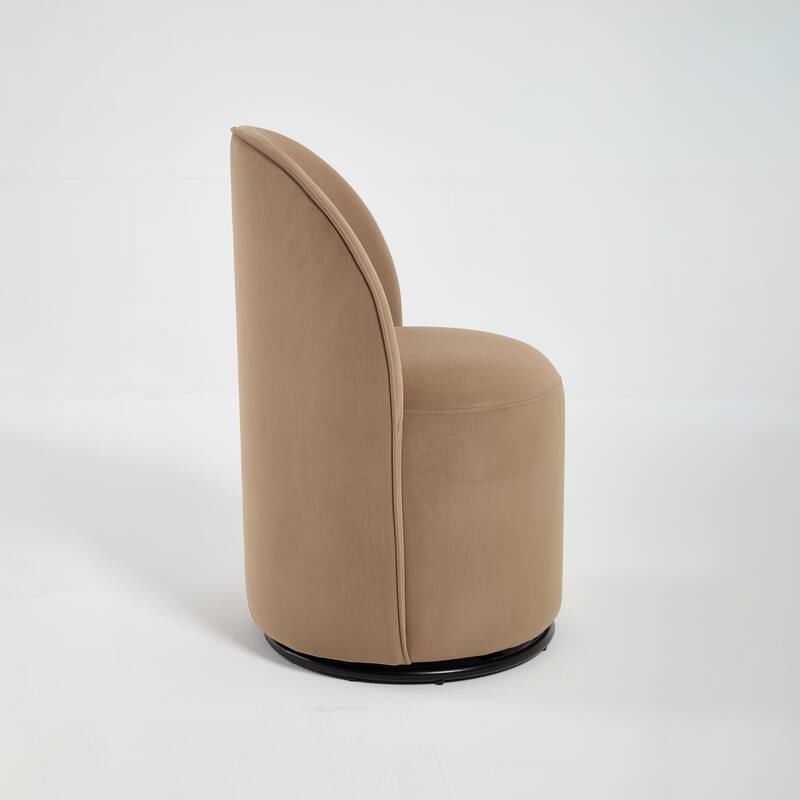 Upholstered Kitchen & Dining Room Barrel Chair, 360 Degree Swivel Comfy Armless Accent Makeup Vanity Side Chair